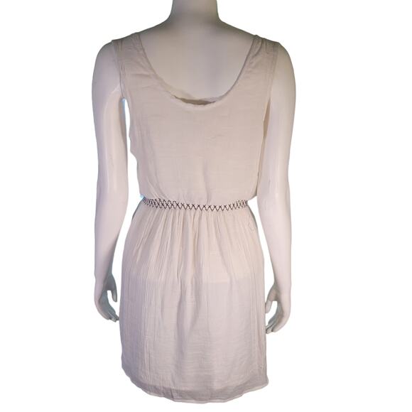 Mi Ami Ivory Boho Embroidered Fit Flare Dress L Aztec Tribal Vacay Beachy Clean - Picture 4 of 10